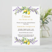 Invitation Lavande fleurs de douche de mariée citrons (Debout devant)