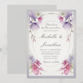 Invitation Lavande Fleurs roses Bible Mariage chrétien (Devant / Derrière)