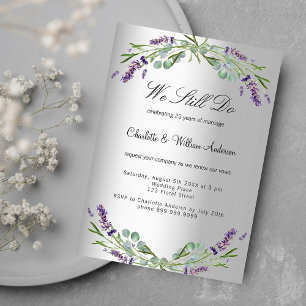 Invitation Lavande fleurs violettes argent voeu renouvellemen