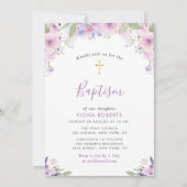 Invitation lavande fleurs violettes baptême (Devant)