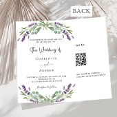 Invitation Lavande fleurs violettes verdure QR RSVP mariage