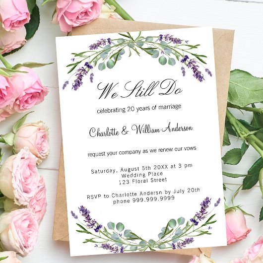 Invitation Lavande fleurs violettes voeu mariage renouvelleme