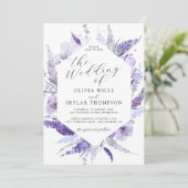 Invitation Lavande Floral Aquarelle Botanique Mariage Boho (Debout devant)