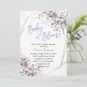 Invitation Lavande Floral Baby Dans Le Baby shower Fleur (Debout devant)