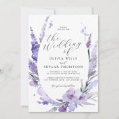 Invitation Lavande Floral Botanique Lilac Mauve Mariage (Devant)