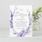 Invitation Lavande Floral Botanique Lilac Mauve Mariage (Debout devant)