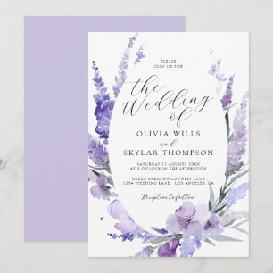 Invitation Lavande Floral Botanique Lilac Mauve Mariage
