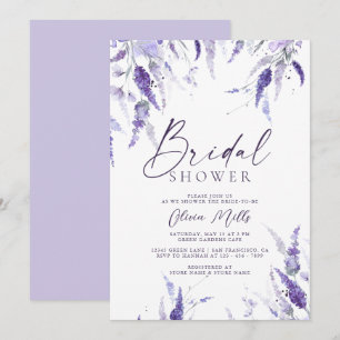 Invitation Lavande Floral Mauve Dusty Fête des mariées violet