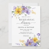 Invitation Lavande Floral Or Jaune Boho Dîner de répétition (Devant)