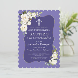 Invitation Lavande florale blanche espagnol 1er anniversaire 