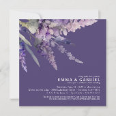 Invitation Lavande Florale Carré violet tout en un Mariage (Devant)