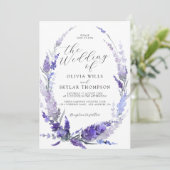 Invitation Lavande Florale Dusty Purple Mauve Mariage (Debout devant)