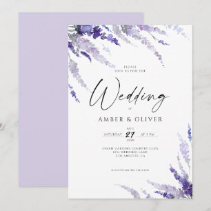 Invitation Lavande florale Élégante Dusty Purple Lilac Mariag