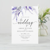 Invitation Lavande Florale Lilac Purple Mariage (Debout devant)