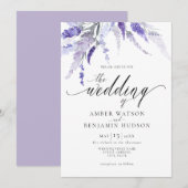 Invitation Lavande Florale Lilac Purple Mariage (Devant / Derrière)