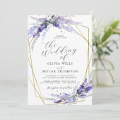 Invitation Lavande Florale Mauve Purple Lilac Mariage (Debout devant)
