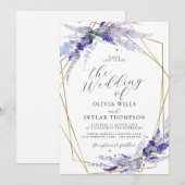 Invitation Lavande Florale Mauve Purple Lilac Mariage (Devant / Derrière)