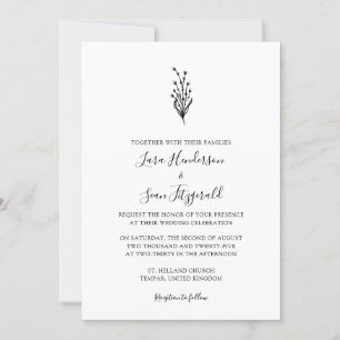 Invitation Lavande Florale Moderne Minimaliste Blanc