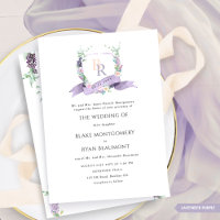 Lavande Formelle, Violet, Mariage Pastel Monogram
