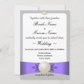 Invitation Lavande & Gris Pearl Ribbon Mariage & Réception (Devant)