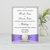 Invitation Lavande & Gris Pearl Ribbon Mariage & Réception (Debout devant)