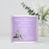 Invitation Lavande Haut talons femmes 50e anniversaire (Debout devant)