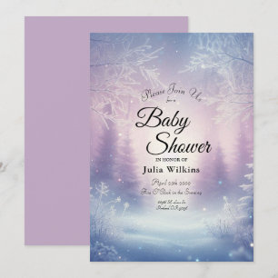 Invitation Lavande Hiver Snowfall Baby shower Serenade