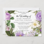 Invitation Lavande horizontale Vintage d'ivoire pourpre  (Devant)