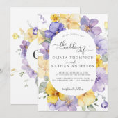 Invitation Lavande jaune Lilac Floral Mariage (Devant / Derrière)