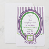 Invitation Lavande Kitsch et Chartreuse Illustré (Devant / Derrière)