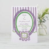 Invitation Lavande Kitsch et Chartreuse Illustré (Debout devant)