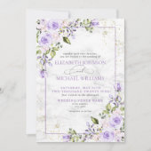 Invitation Lavande Lavande Formelle Marbre Or Mariage Floral (Devant)