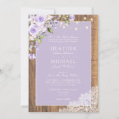 Invitation Lavande Lilac classique Mariage de dentelle en boi (Devant)
