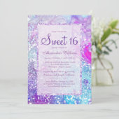 Invitation Lavande lilas de fille parties scintillant en marb (Debout devant)