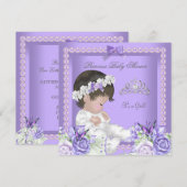 Invitation Lavande Lilas Gris Perle Bébé Fille C (Devant / Derrière)