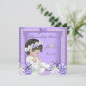 Invitation Lavande Lilas Gris Perle Bébé Fille C (Debout devant)