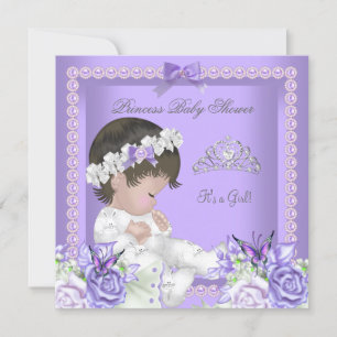Invitation Lavande Lilas Gris Perle Bébé Fille C