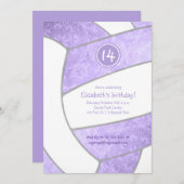 Invitation Lavande lilas violette volleyball filles anniversa (Devant / Derrière)
