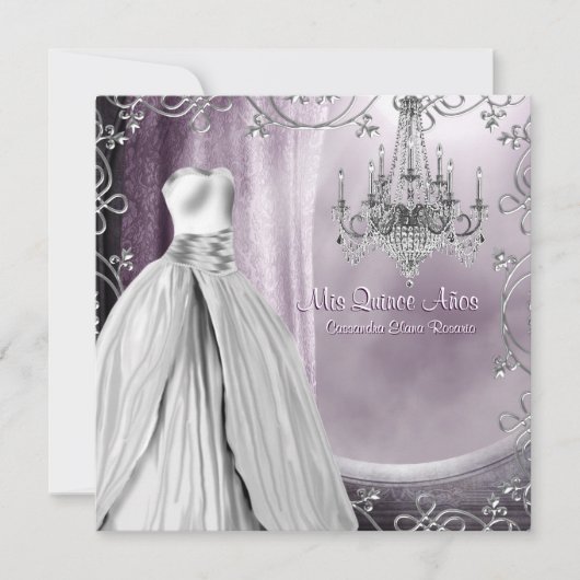 Invitation Lavande Lustre violet violet Quinceanera (Devant)