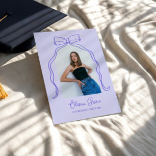 Invitation Lavande Main Tirée Arche Bow Photo Graduation