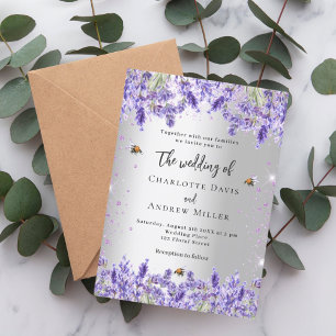 Invitation lavande mariage couleur argent fleuris fleurs abei