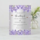 Invitation lavande mariage couleur argent fleuris fleurs abei (Debout devant)