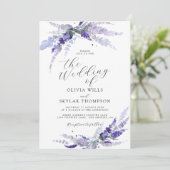 Invitation Lavande Mauve Floral Purple Lilac Mariage (Debout devant)