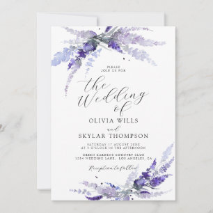 Invitation Lavande Mauve Floral Purple Lilac Mariage