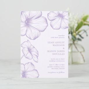 Invitation Lavande moderne Simple Floral Mariage élégant