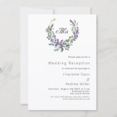 Invitation Lavande monogramme crête violet mariage réception (Devant)