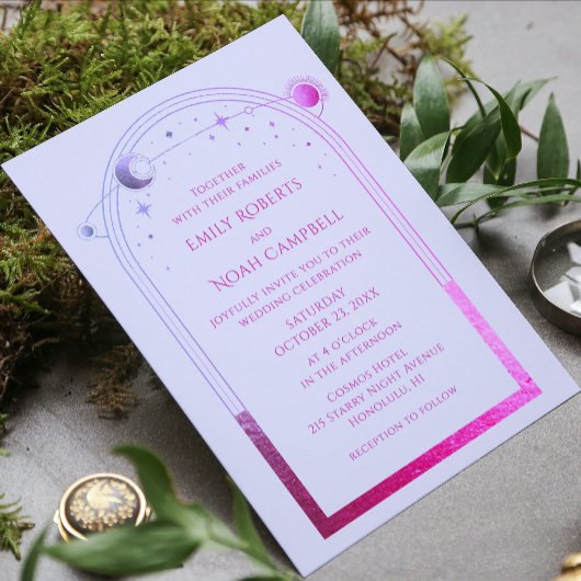 Invitation Lavande Mystique Rose Sun Moon Star Space