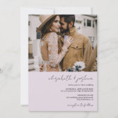 Invitation Lavande noire moderne 4 photo Qr all en 1 mariage (Devant)