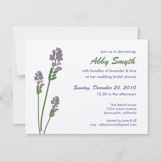 Invitation Lavande nuptiale ou baby shower (Devant)