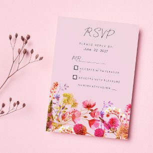 Invitation Lavande Orange Rose Jaune Floral Été RSVP